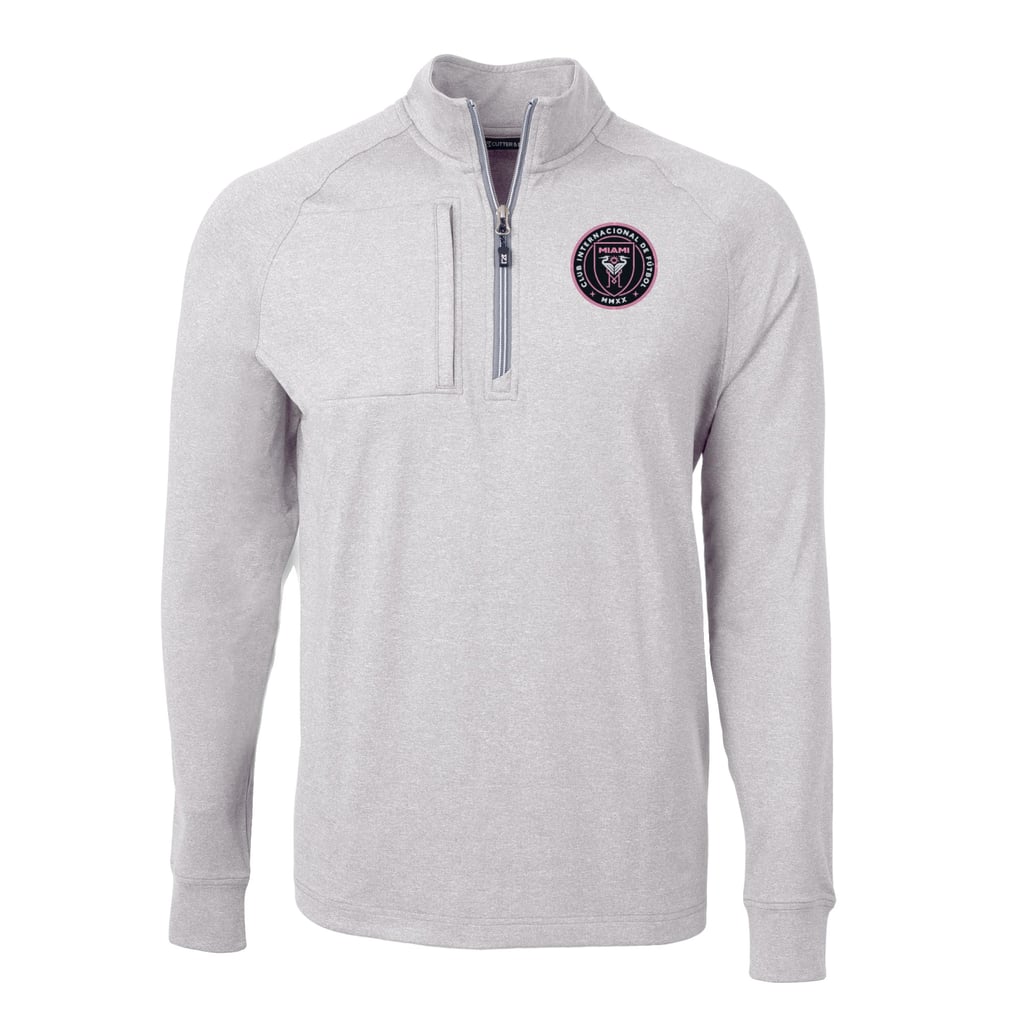  Inter Miami CF Cutter & Buck Adapt Eco Knit Heather Raglan Quarter-Zip Pullover Top - Heather Gray
